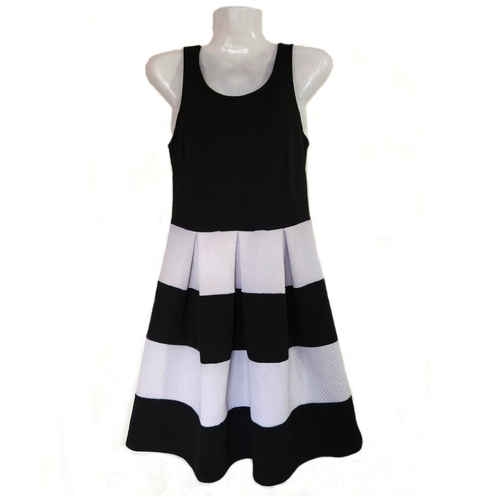Ginger G Fit and Flare Black and Grey Colorblock Dress Size Small